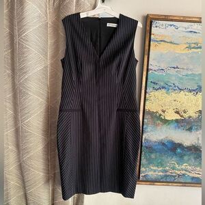 ALTUZARRA Dress Womens Size 40 Black/white Wool Knit Sleeveless V Neck